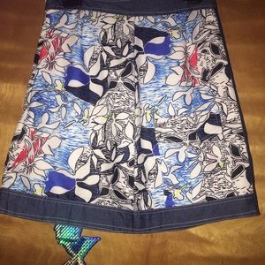Coloring book print denim skirt